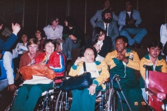 Participação Brasil na Abilympic de 1985 em Bogotá, Colombia. Outubro de 1985. Esta imagem é uma reprodução dos slides da caixa identificada como "Abilympic Colombia". Acervo Romeu Sassaki.