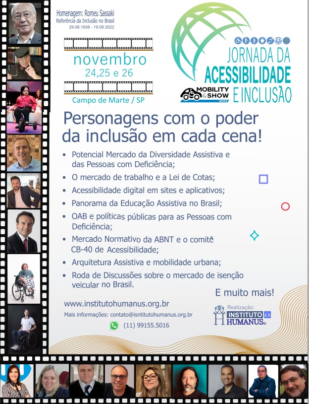 Cartaz do evento com a foto dos palestrantes e temas abordados.